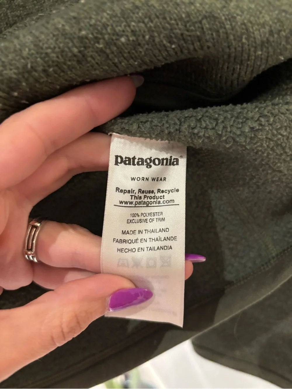 Patagonia Olive Green Quarter-Zip Fleece Pullover